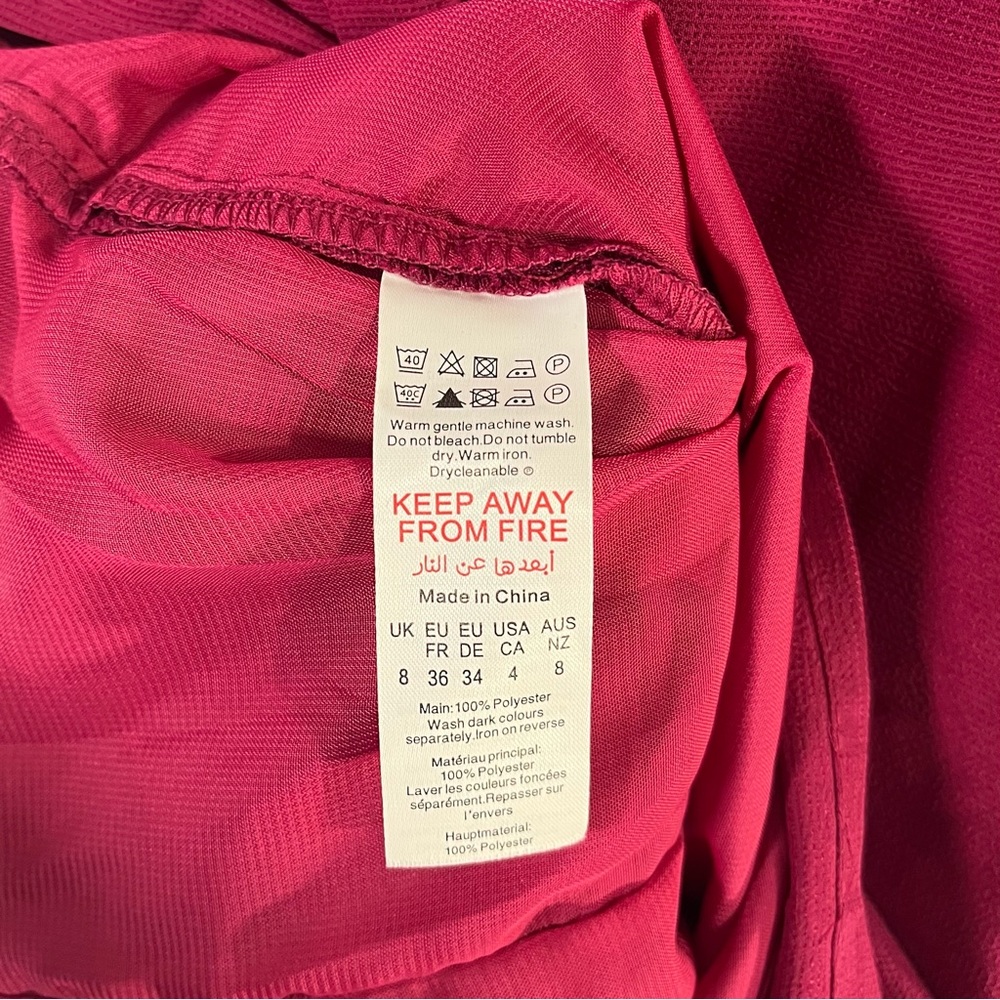 NWT PLT PrettyLittleThing Pink Plisse Detail Tie Strap Bodycon Dress Size 4 - Picture 7 of 7